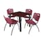 Kee Kee Square Table & Chair Set, Wood, Metal, Plastic Top, Mahogany TB3030MHBPBK47BY - alternate 1